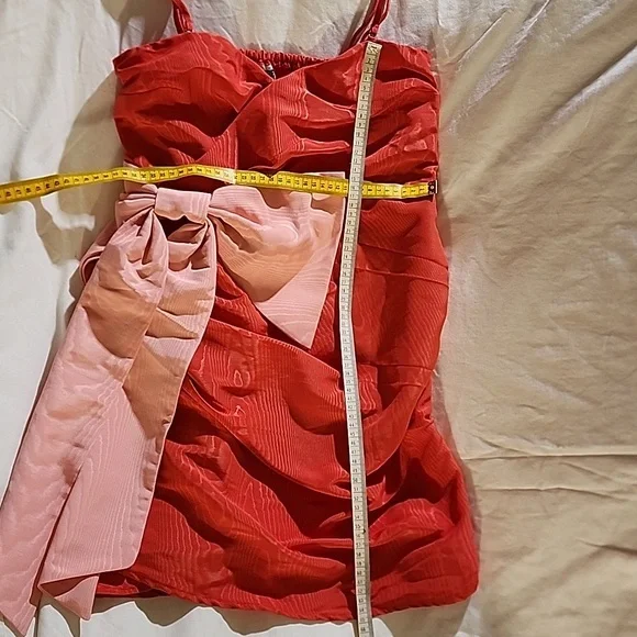 Future Collective Bow Red And Pink Mini Holiday Party Dress Size 2 - Picture 7 of 7